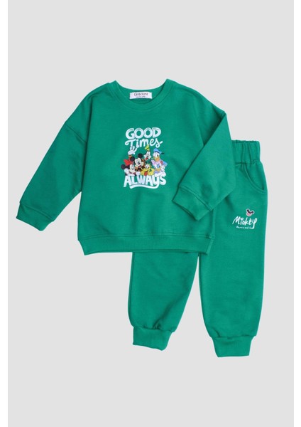 Mickey Mause Baskılı Oversize Alt Üst Çocuk Çocuk Eşorfman Takımı