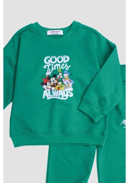 Mickey Mause Baskılı Oversize Alt Üst Çocuk Çocuk Eşorfman Takımı fiyatları