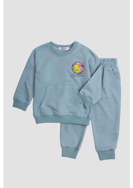 Tweety Lones Tunes Baskılı Oversize Alt Üst Çocuk Çocuk Eşorfman Takımı