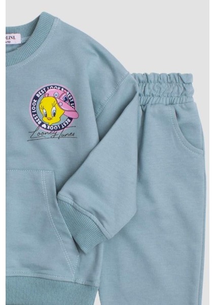 Tweety Lones Tunes Baskılı Oversize Alt Üst Çocuk Çocuk Eşorfman Takımı modelleri