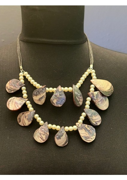 Sedef Cam Boncuklu Inci Boncuklu Kadın Kolye Boy 19 cm fiyatları