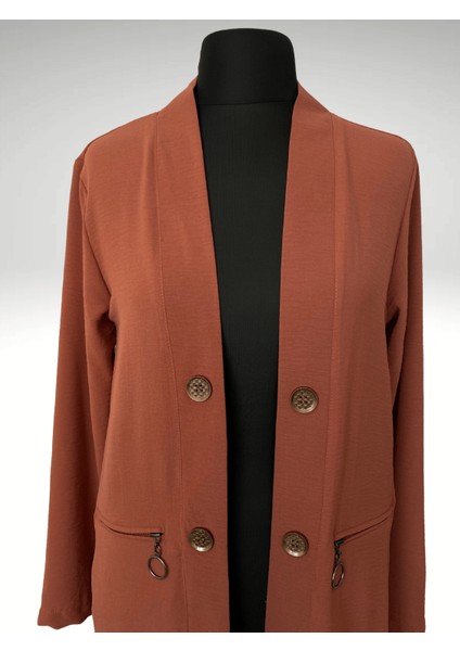 Kadın Önü Açık Fermuar Cepli Ayrobin Rahat Kesim Hırka modelleri