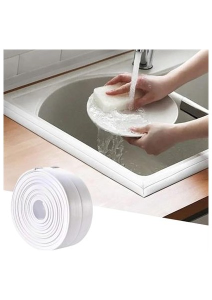 Su Sızdırmaz Banyo Mutfak Lavabo Küvet Izolasyon Şerit Bant,lavabo Kenar Bandı 3.2 mt x 38 mm