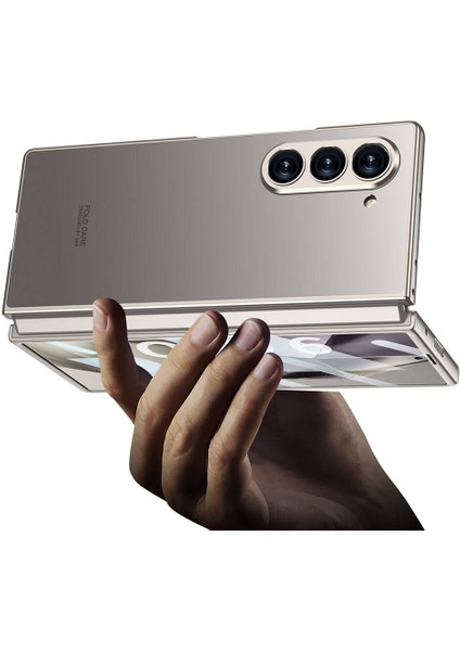 Alan Tech Galaxy Z Fold 6 Kılıf Titanyum Metal Tasarımlı Zore Kıpta Caz Kapak-Titanyum-Gri