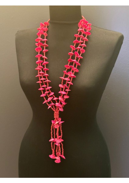 El Yapımı Deniz Midye Kabuklu Boncuklu Tasarım Kadın Kolye Boy 34 cm modelleri