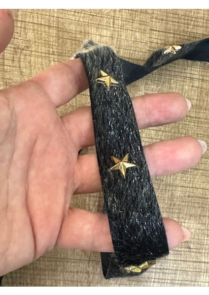 Yıldızlı Kürk Şerit Dikiş Aplike Bordür En 2,5 cm (1 Metre ) modelleri
