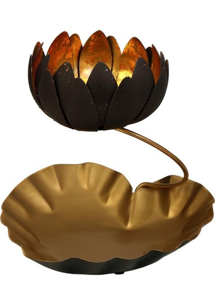 Lotus Çiçeği Gold Mumluk 24 Cm Ak.Jb0207