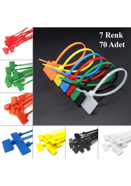 Renkli Etiketli Cırt Kablo Bağı 7 Renk 70 Adet modelleri