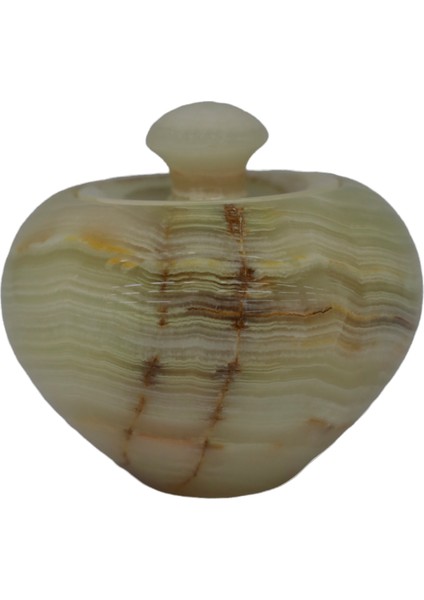 El Yapımı Oniks Taş Elma Model Şekerlik - 5 Inç Dekoratif