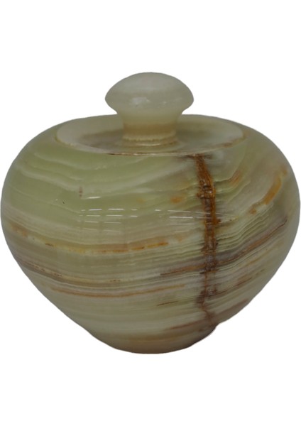 El Yapımı Oniks Taş Elma Model Şekerlik - 5 Inç Dekoratif fırsatları