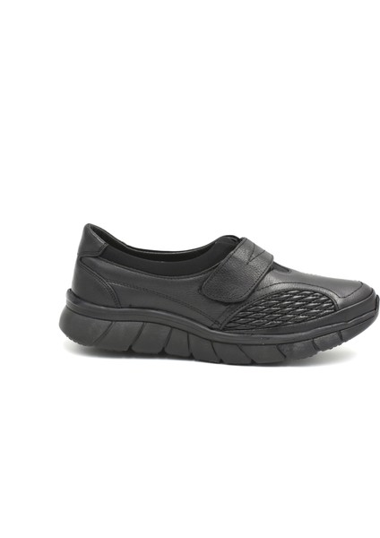 (Ayak Trendi) Deri Phlon Hafif Taban Cırtlı Günlük Comfort Kadın Ayakkabı Siyah modelleri