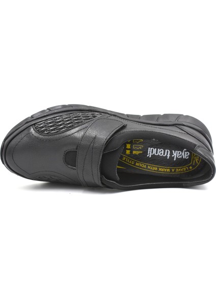 (Ayak Trendi) Deri Phlon Hafif Taban Cırtlı Günlük Comfort Kadın Ayakkabı Siyah fırsatları