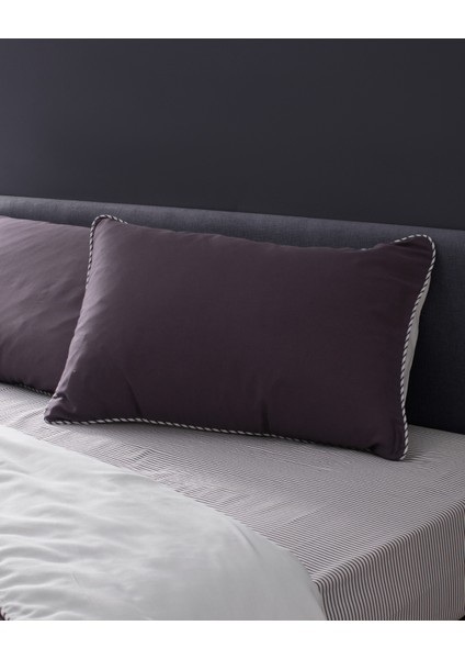 Verne King Size %100 Pamuk 208 Tc Baskılı Saten Nevresim Takımı - Beyaz/mürdüm