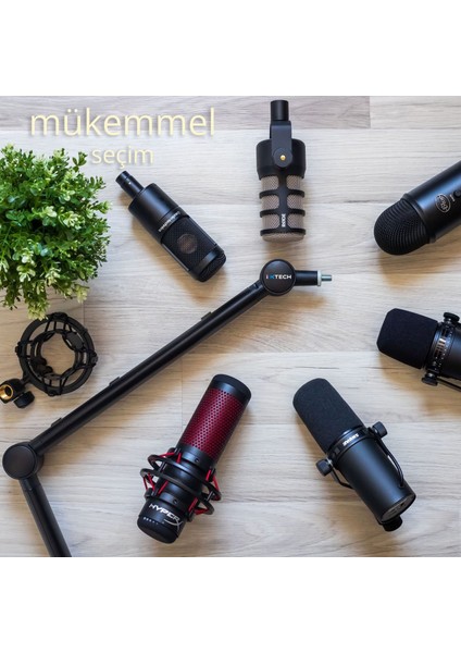 Mikrofon Tutucu Stand - Yayın ve Podcast İçin Ayarlanabilir 360° Mikrofon Kolu Boom Arm - Hero