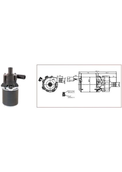 12V Santrifüj Devirdaim Su Pompası (Küçük Tip) (1250 Lt/h) (22 Mm)