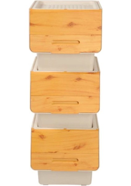 Mutfak Bambu Tekerlekli Organizer 12 Lt. Bej 35 x 26 Plastik Type 0
