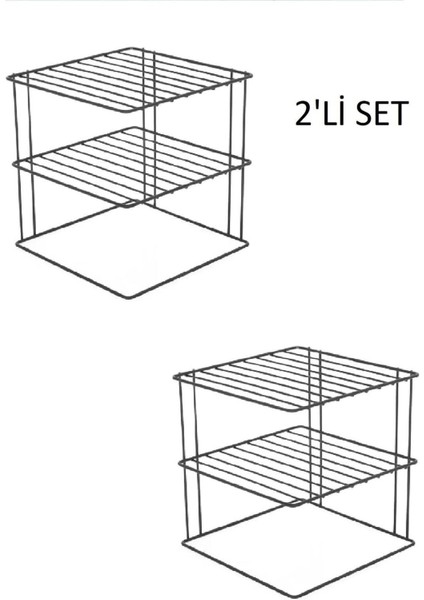 Metal Siyah 2 Adet Tabaklık 3 Katlı Dolap Içi Tabak Mutfak ve Tezgah Düzenleyici Raf. Siyah Mutfak fiyatları