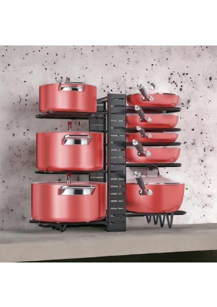 Genel Markalar 53 x 44 Dolap Için Tencere ve Tava Düzenleyici Organizer Raf 8 Katlı - DDLC-558 Metal Siyah 8 Metal fiyatları