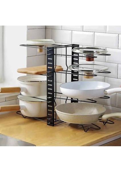 Genel Markalar 53 x 44 Dolap Için Tencere ve Tava Düzenleyici Organizer Raf 8 Katlı - DDLC-558 Metal Siyah 8 Metal fırsatları