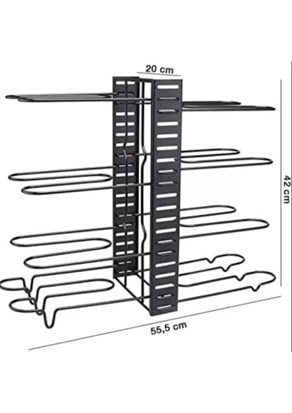 Genel Markalar 53 x 44 Dolap Için Tencere ve Tava Düzenleyici Organizer Raf 8 Katlı - DDLC-558 Metal Siyah 8 Metal indirimleri