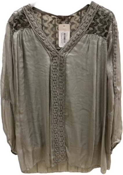 Italyan Dantel Detaylı Ipek Bluz