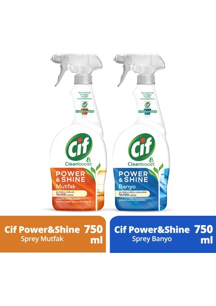 Sprey Temizleyici Power Shine Banyo 750ML 1ADET Sprey Power Shine Mutfak 750ML 1ADET