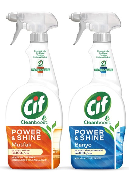 Sprey Temizleyici Power Shine Banyo 750ML 1ADET Sprey Power Shine Mutfak 750ML 1ADET