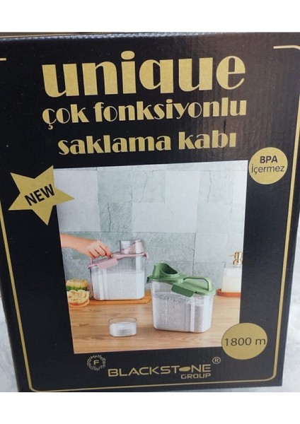 1 Parça Contalı Hava Almaz Bakliyat Sıvı Mama Deterjan Gibi Ürün Saklama Kabı Plastik Mavi 1 - 2 L