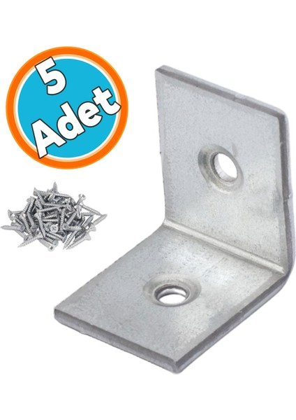Köşe Bağlantı Aparatı Mobilya Eşya Dolap Yatak Duvara Sabitleme L Demiri Gönye 25X25X20 mm (5 Adet)