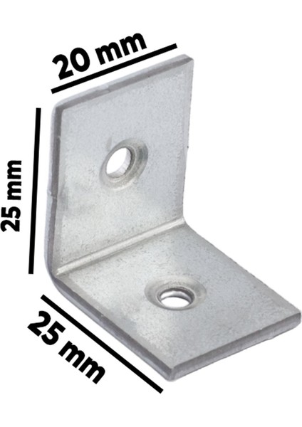Köşe Bağlantı Aparatı Mobilya Eşya Dolap Yatak Duvara Sabitleme L Demiri Gönye 25X25X20 mm (5 Adet)