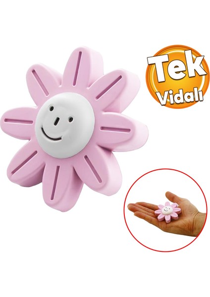 Plastik Papatya Gülücüklü 5 Adet Pembe Renk Mobilya Çoçuk Odası Dolabı Kapak Kulpu Çekmece Kulbu fiyatları