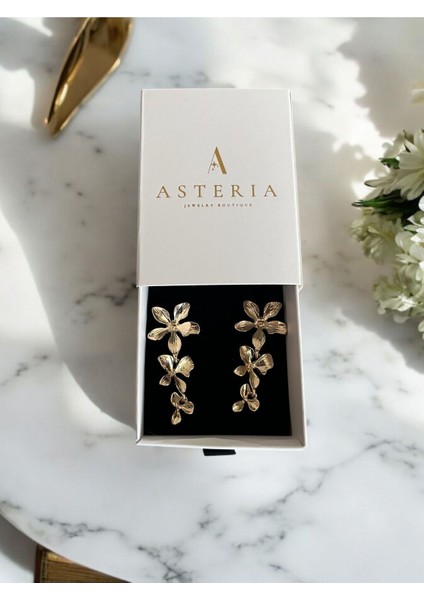 Asteria Jewelry Zarif Sallantılı Çiçekli Küpe