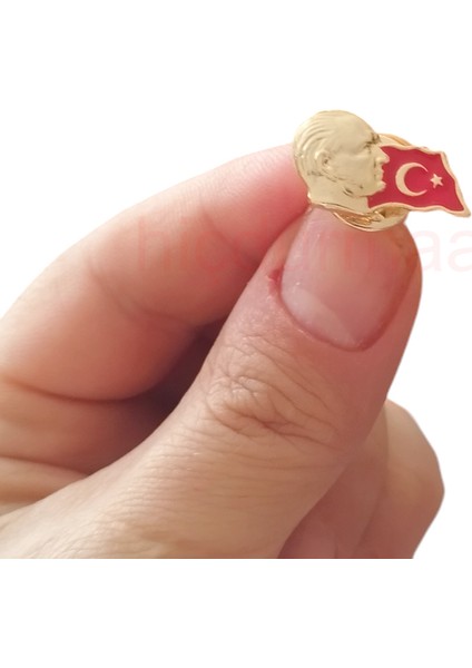 Atatürk Profilli Türk Bayrağı Yaka Rozeti 1 Paket 6lı