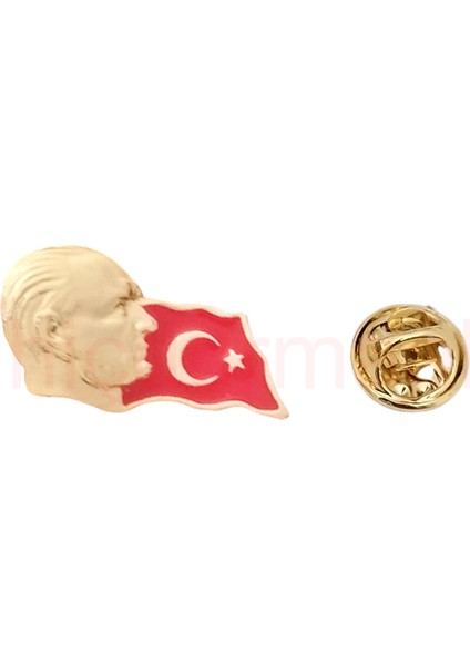 Atatürk Profilli Türk Bayrağı Yaka Rozeti 1 Paket 12LI