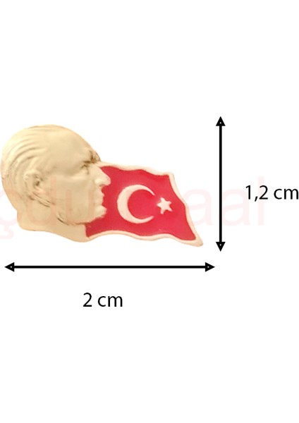 Atatürk Profilli Türk Bayrağı Yaka Rozeti 1 Paket 12LI