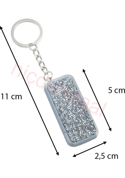 Kendinden Kabartma Desenli Metal Çakmak Anahtarlık 1 Adet