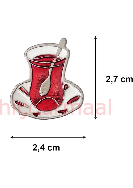 Renkli Çay Bardağı Metal Yaka Rozeti 1 Adet modelleri