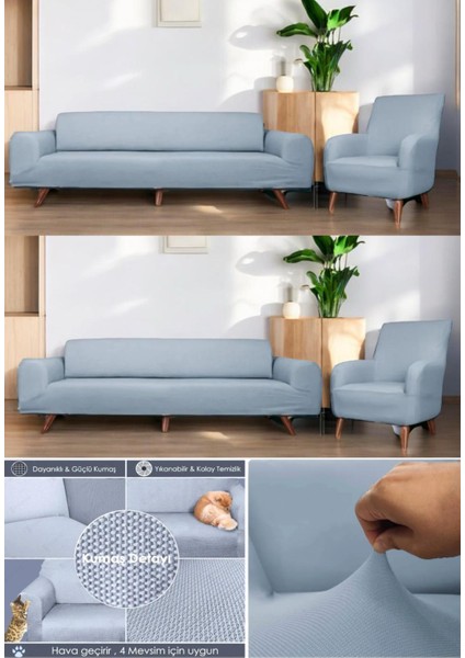 Lastikli Esnek Koltuk Kanepe Kılıfı Takımı Çekyat Örtüsü 3+3+1+1