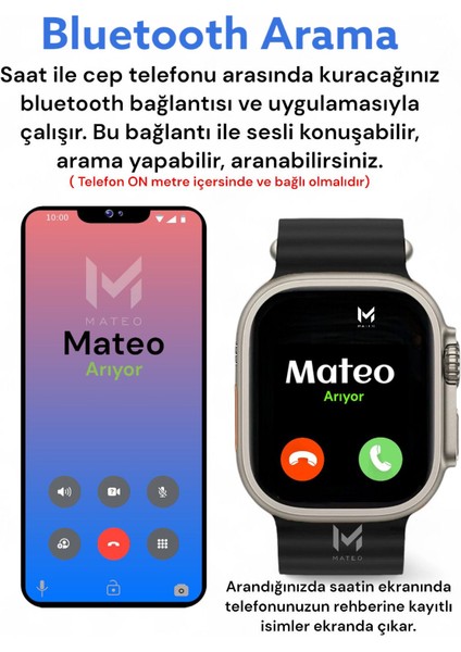 Çok Renkli Akıllı Saat Watch 8 Ultra 45MM 1.99 Inç Türkçe Tüm Telefonlara Uyumlu Bluetooth Arama gr