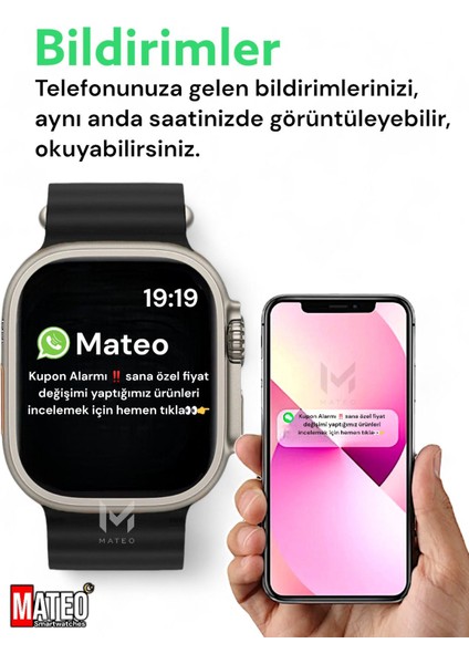 Çok Renkli Akıllı Saat Watch 8 Ultra 45MM 1.99 Inç Türkçe Tüm Telefonlara Uyumlu Bluetooth Arama gr