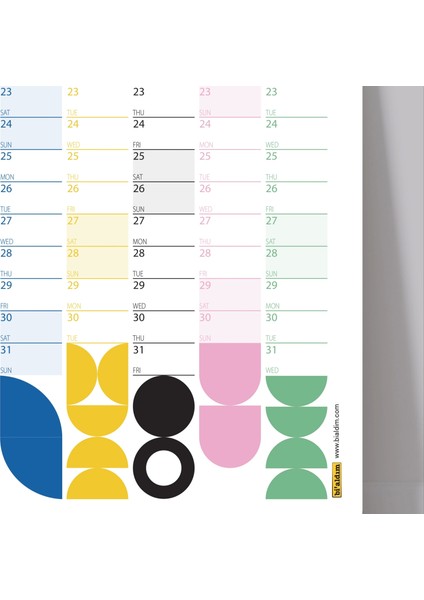 Bauhaus Art 2025 Duvar Takvimi, Yıllık Planlayıcı Takvim, Cesur Renkler