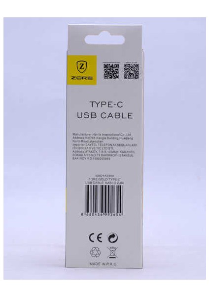 Zore Gold Type-C USB Kablo Z-04