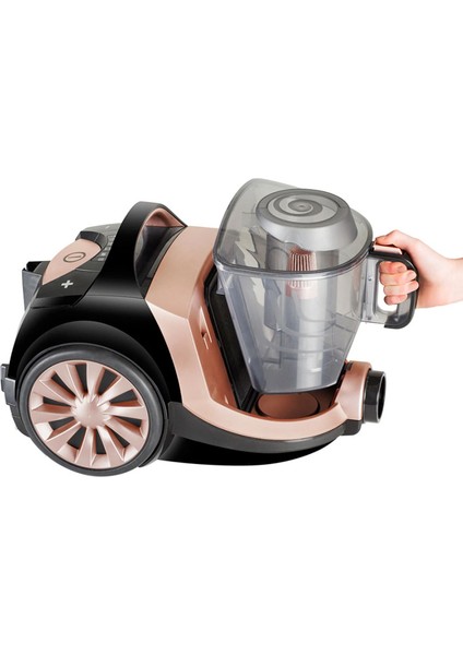 TURBO Başlıklı Ultra Güçlü Emiş Güçlü, Cyclone Max Teknolojili Toz Torbasız Elektrikli Süpürge, Hepa Filtre, Ultra Sessiz, 3l Toz Hazneli, Luciole Lambader Hediye!