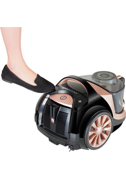 TURBO Başlıklı Ultra Güçlü Emiş Güçlü, Cyclone Max Teknolojili Toz Torbasız Elektrikli Süpürge, Hepa Filtre, Ultra Sessiz, 3l Toz Hazneli, Luciole Lambader Hediye!