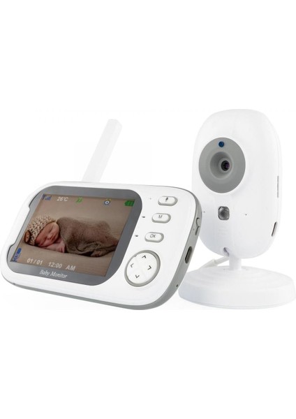 LCD Ekran Oda Sıcaklığı Kontrollü 8 Ninnili Gece Görüşlü Çocuk Ağlama Uyarılı Bebek Izleme Kamerası