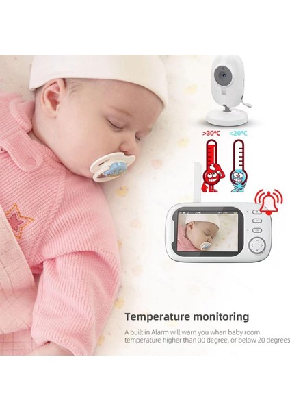 LCD Ekran Oda Sıcaklığı Kontrollü 8 Ninnili Gece Görüşlü Çocuk Ağlama Uyarılı Bebek Izleme Kamerası fırsatları