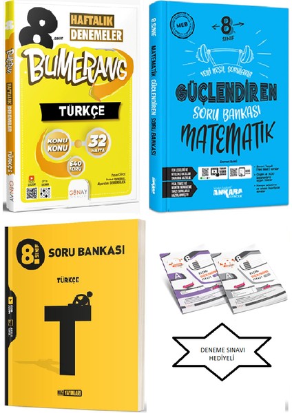 8. Sınıf Türkçe 32 Hafta Deneme + Ankara Yay. Matematik + Hız Yay. Türkçe