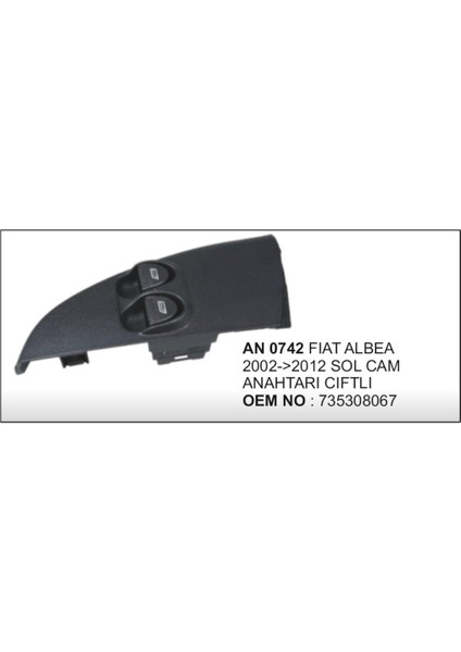 Cam Dugmesi Sol Çiftli Fiat Albea 2002-2012 Cerceveli