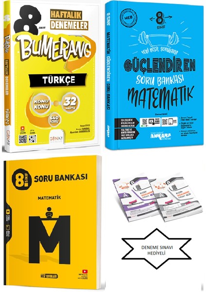 8. Sınıf Türkçe 32 Hafta Deneme + Ankara Yay. Matematik + Hız Yay. Matematik