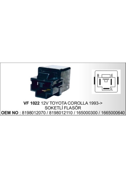 Flasor 12V Toyota Corolla Uyumlu 93> Soketli